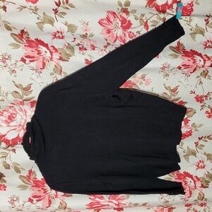 Elegant Black Patterned Turtleneck Sweater XL